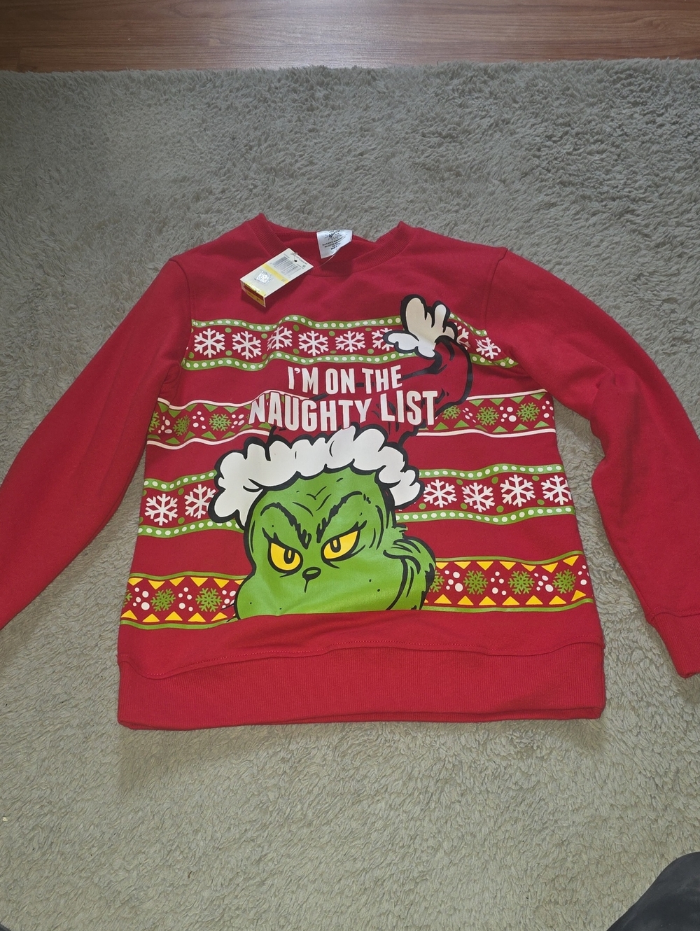 Kids Red Grinch 'I'm on the Naughty List' Holiday Sweatshirt
